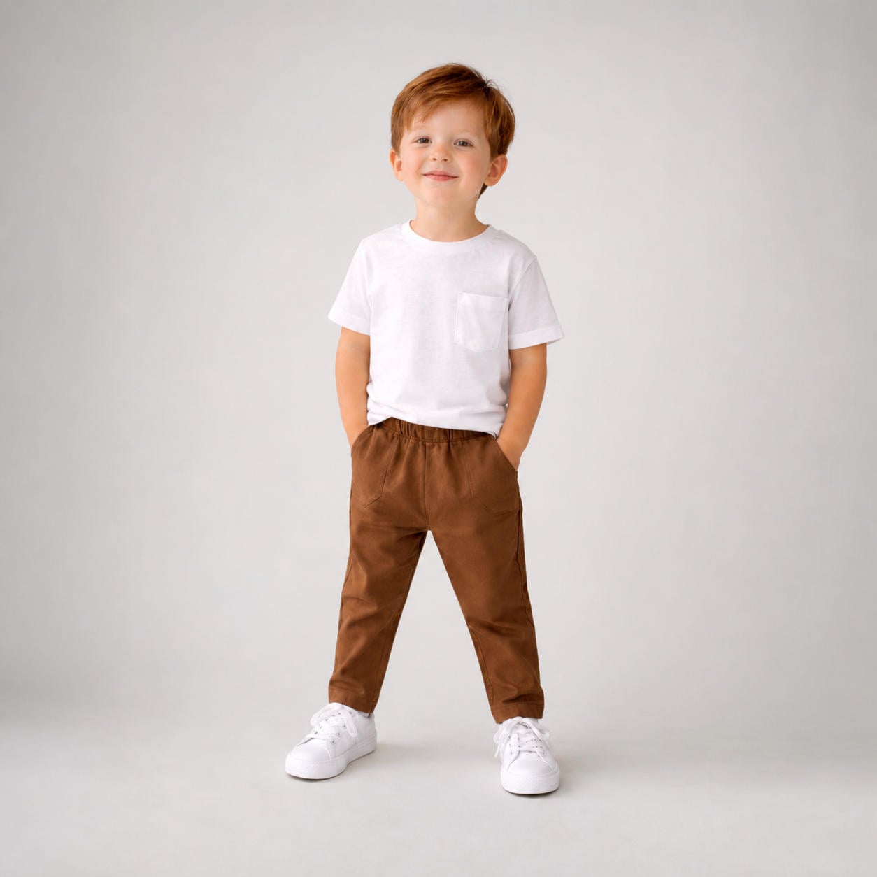 Jungenhose mit aufgesetzten Taschen und Gummibund