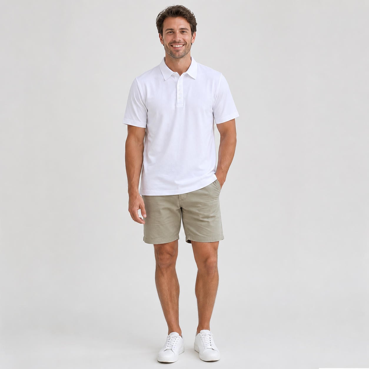 Lässiges Sommerset aus Poloshirt und passenden Shorts