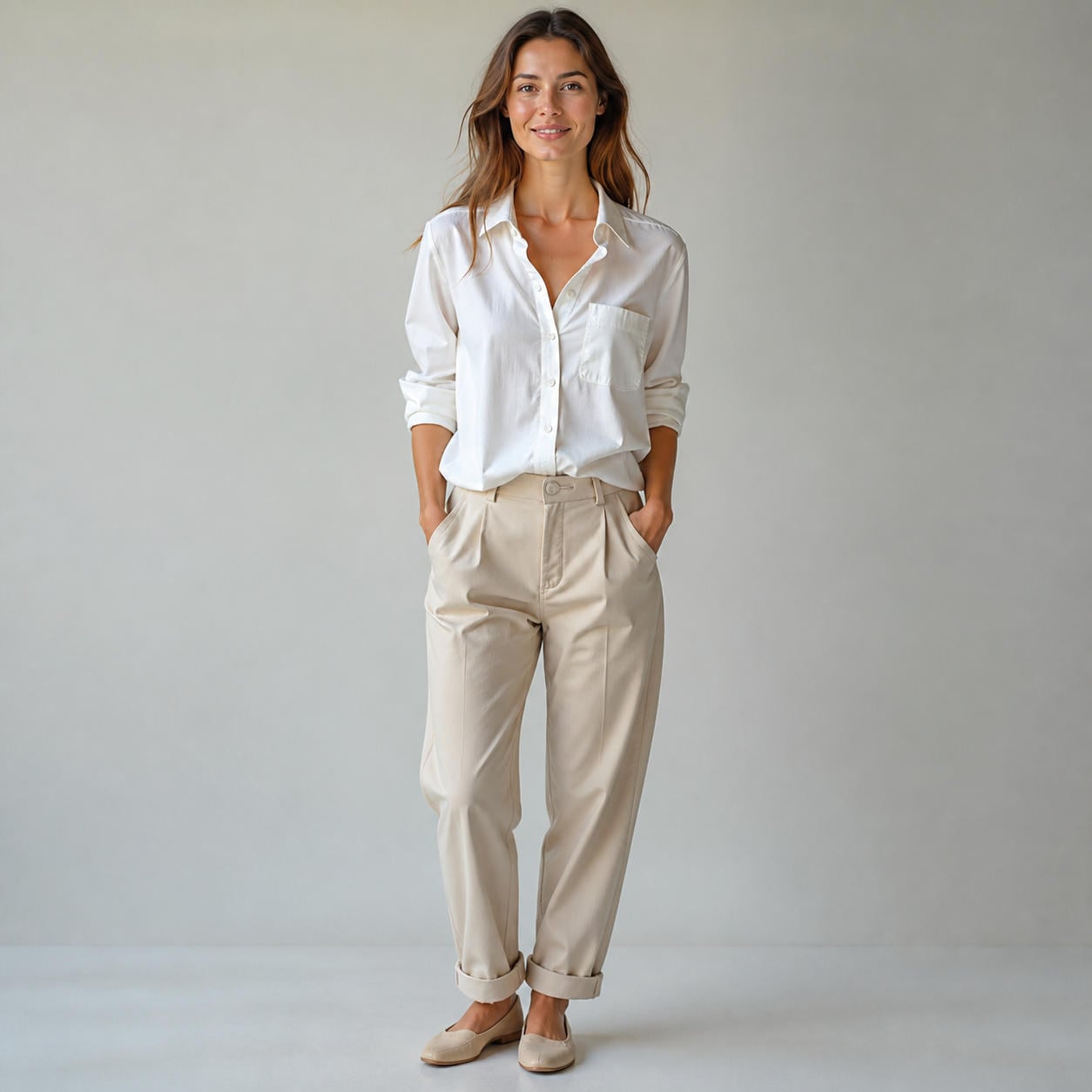 Klassische Damen-Hemdbluse mit langen Ärmeln und Knopfleiste