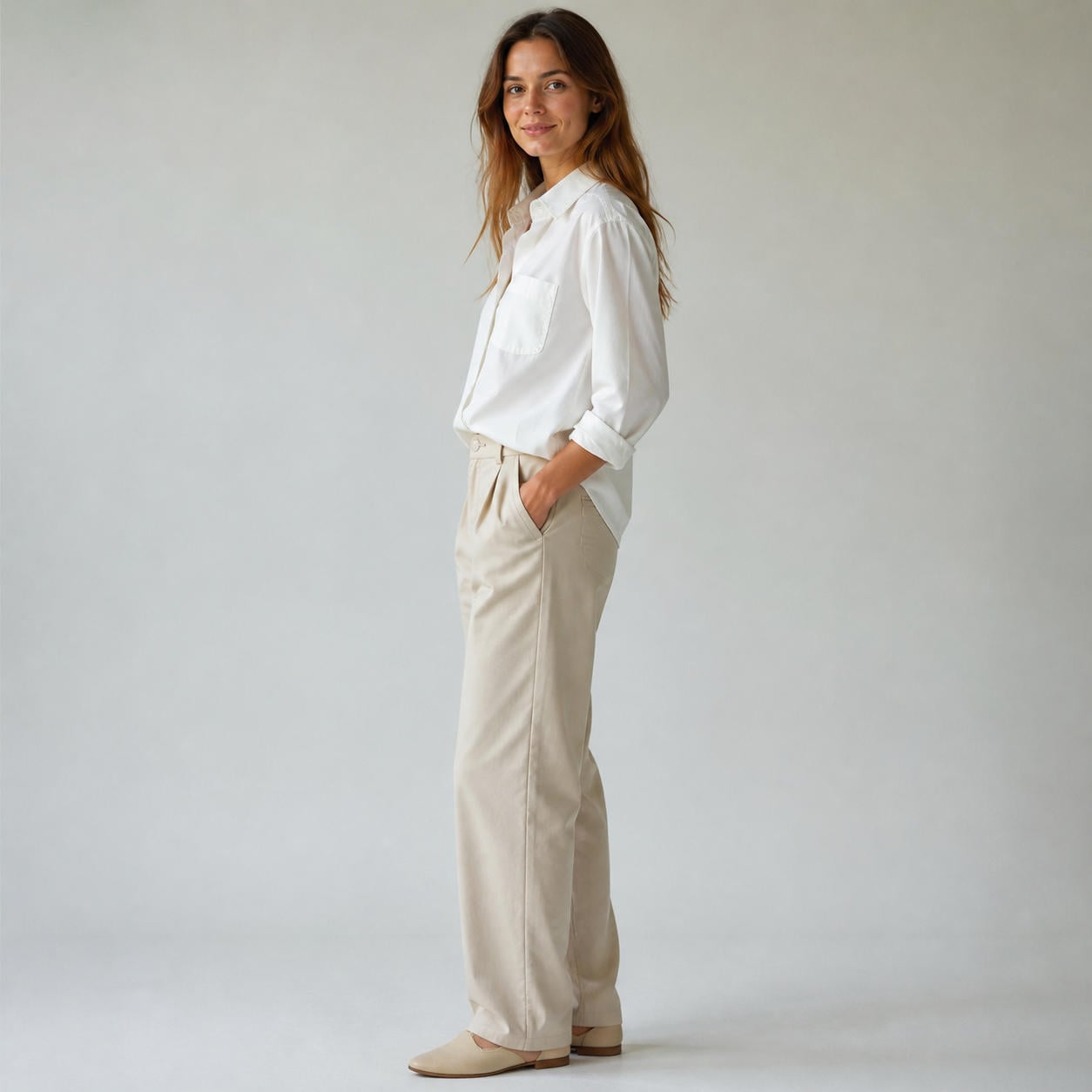 Klassische Damen-Hemdbluse mit langen Ärmeln und Knopfleiste – Ansicht 3