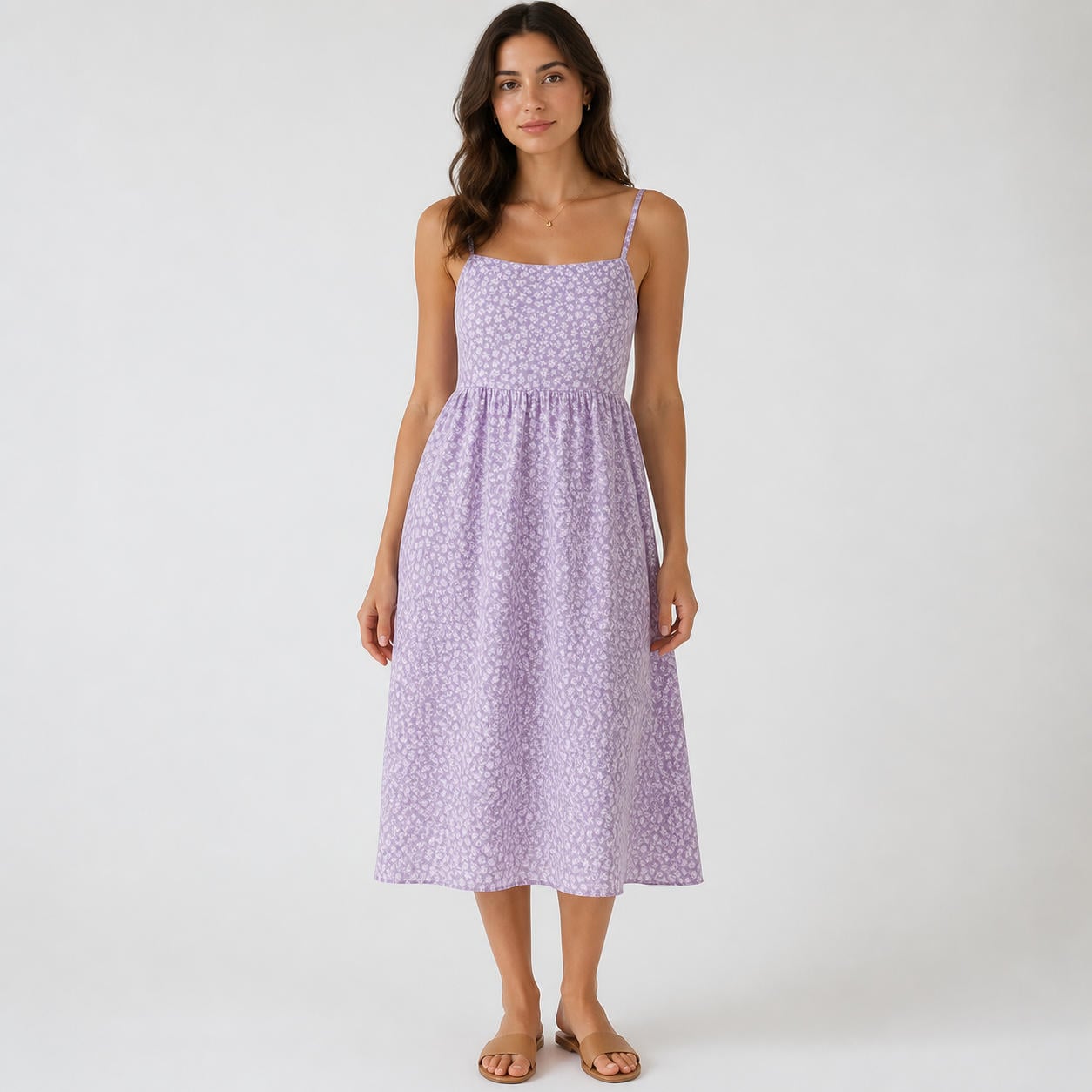 Cottagecore-Sommerkleid im Milchmädchen-Stil mit schmalen Trägern