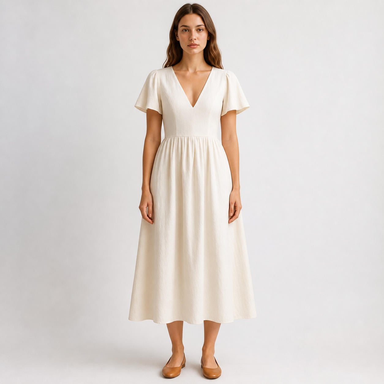 Abendkleid mit tiefem V-Ausschnitt und offenem Rücken