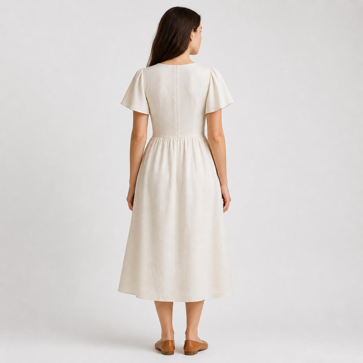 Abendkleid mit tiefem V-Ausschnitt und offenem Rücken – Ansicht 2