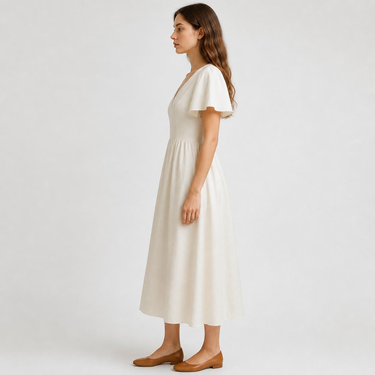 Abendkleid mit tiefem V-Ausschnitt und offenem Rücken – Ansicht 3