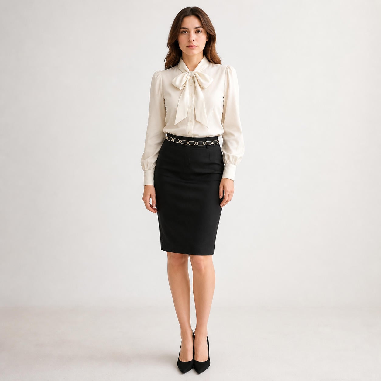 Elegante Schluppenbluse mit Schleifenkragen