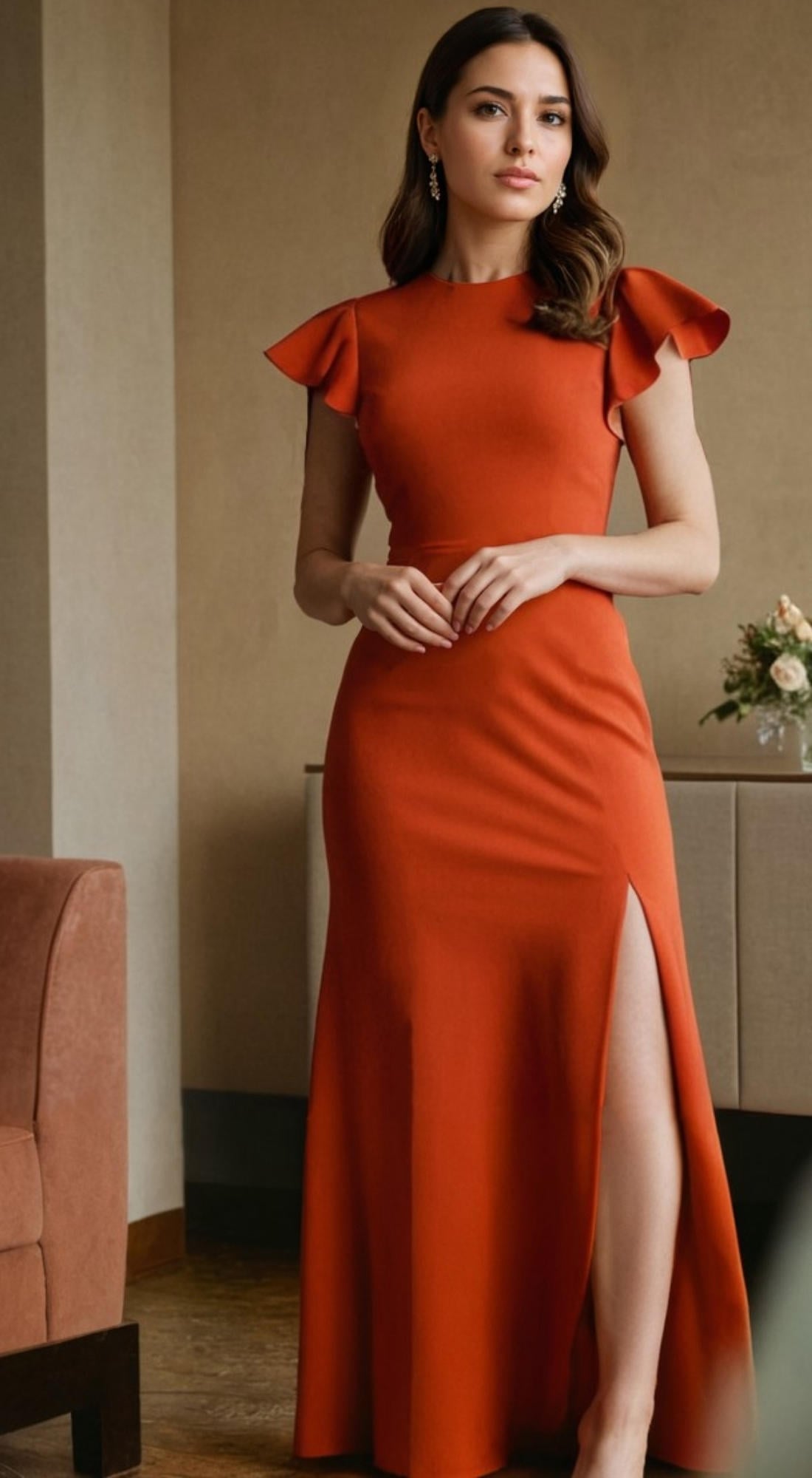 Elegantes langes Abendkleid mit Seitenschlitz