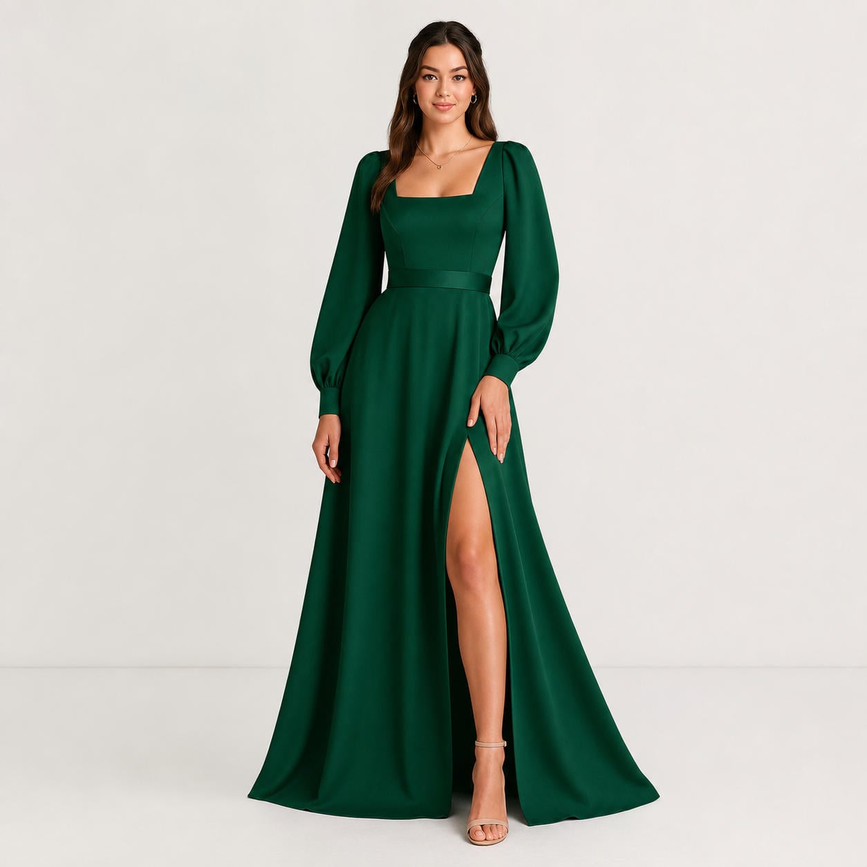 Elegantes Abendkleid mit V-Ausschnitt und Tellerrock