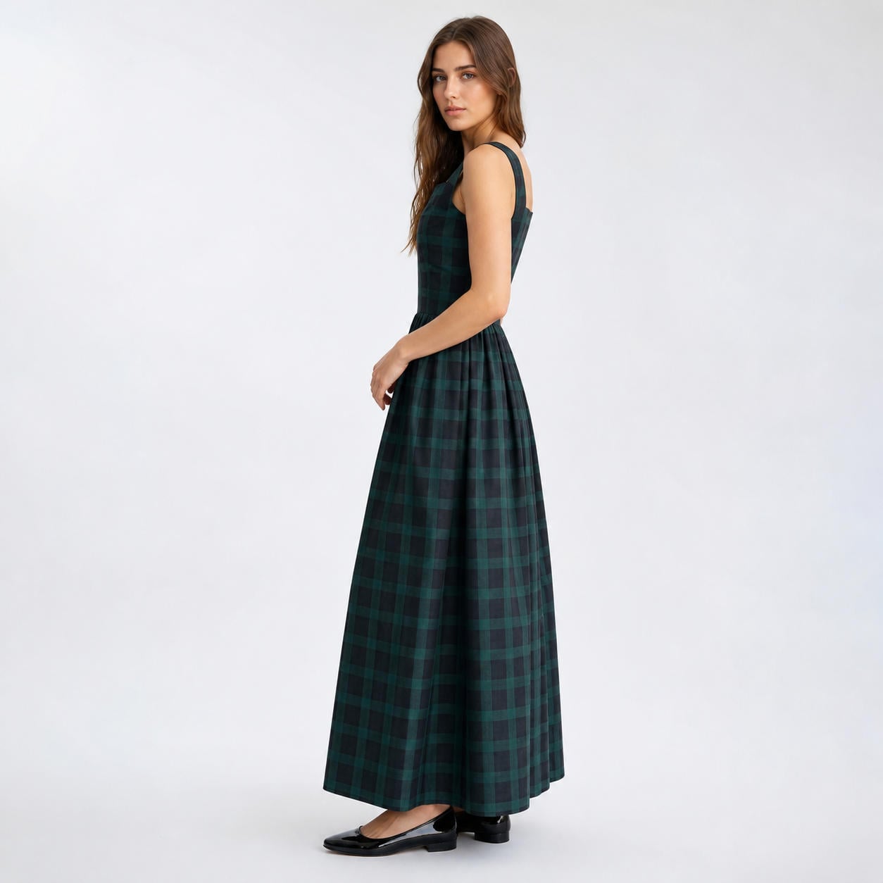 Florentiner Midikleid mit eckigem Ausschnitt und Puffärmeln – Ansicht 3