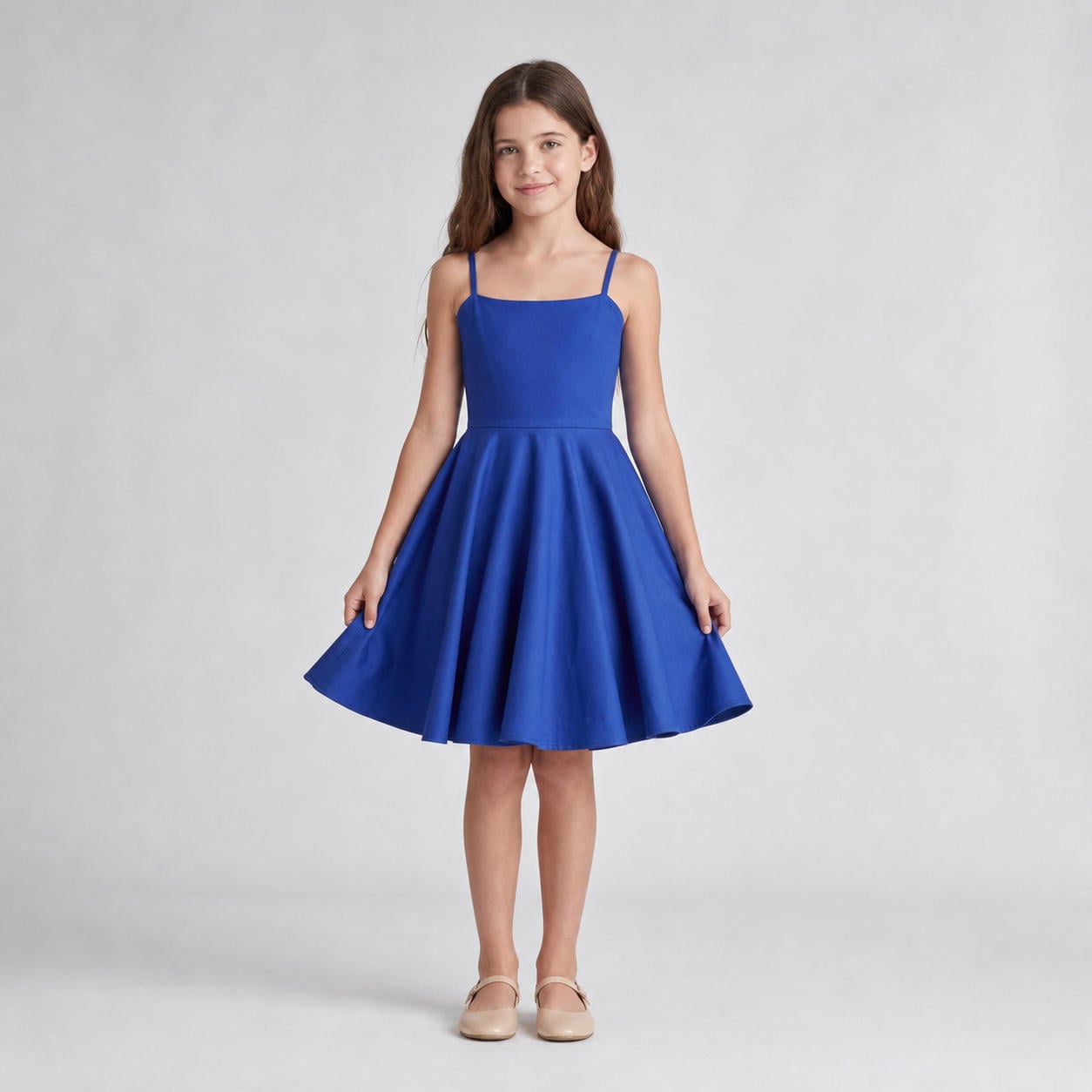 Rosa Dreh-Skaterkleid für Mädchen mit Spaghettiträgern