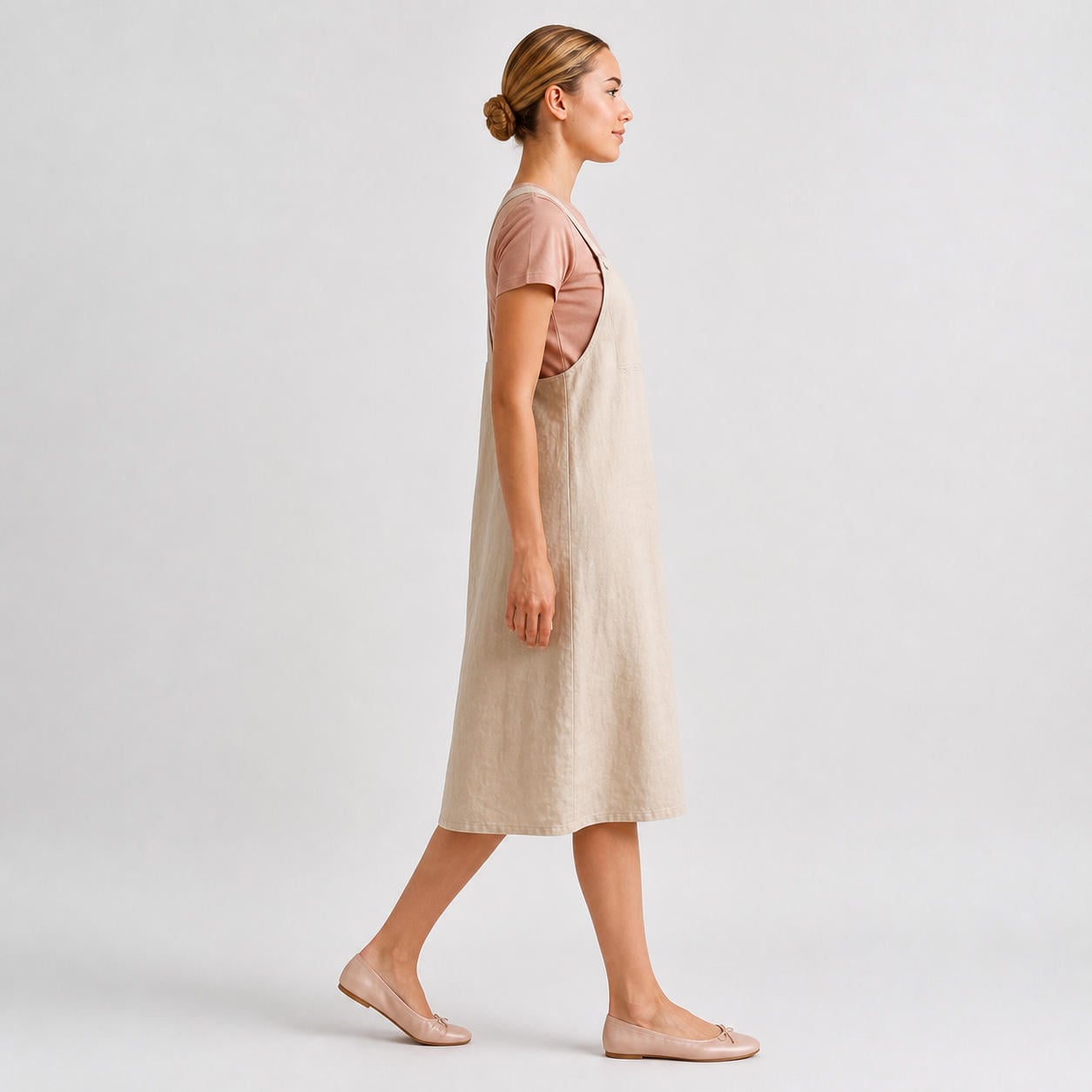 Leinen-Schürzenkleid mit gekreuzten Rückenträgern – Ansicht 3