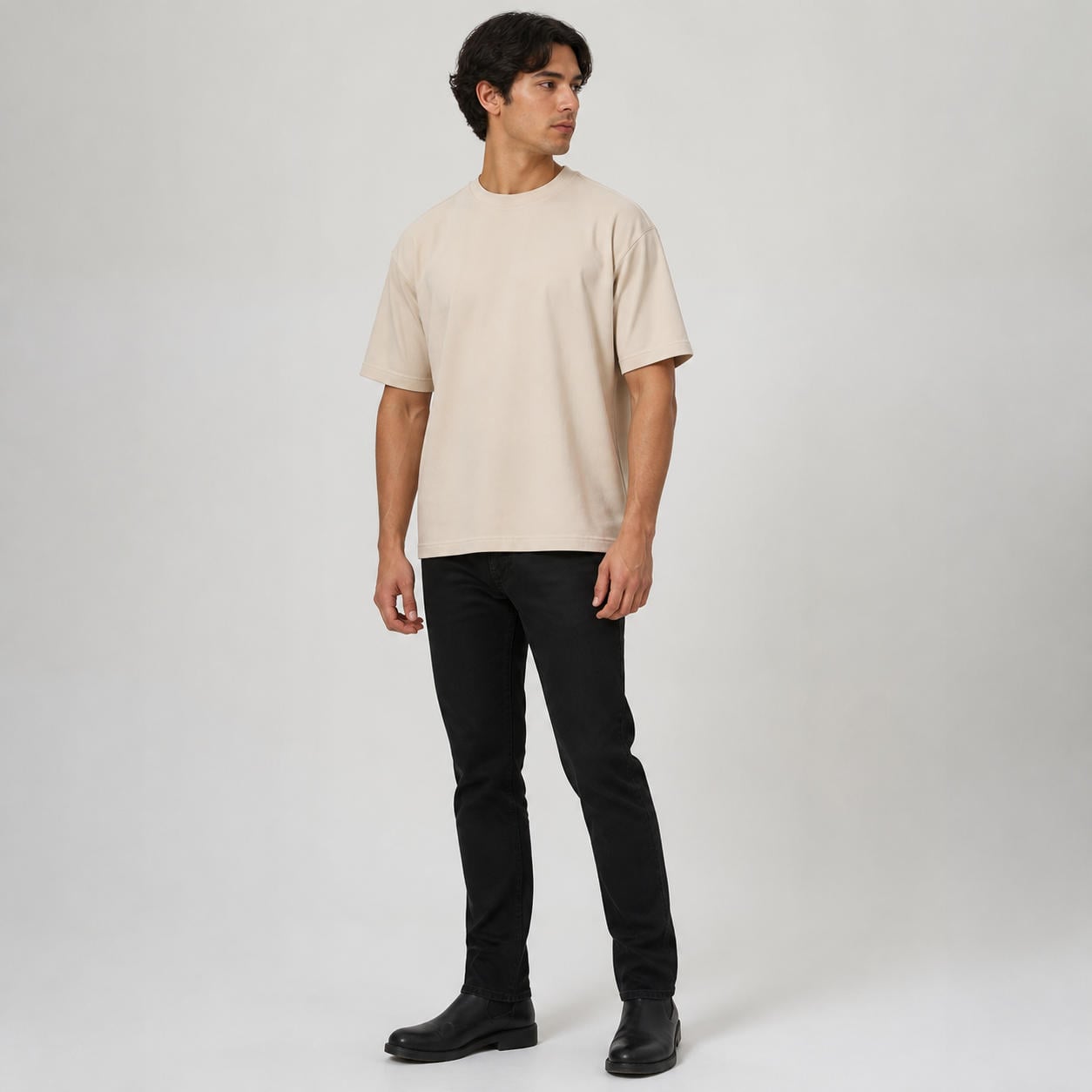 Basic-Oversize-T-Shirt für Herren mit Rundhalsausschnitt – Ansicht 3
