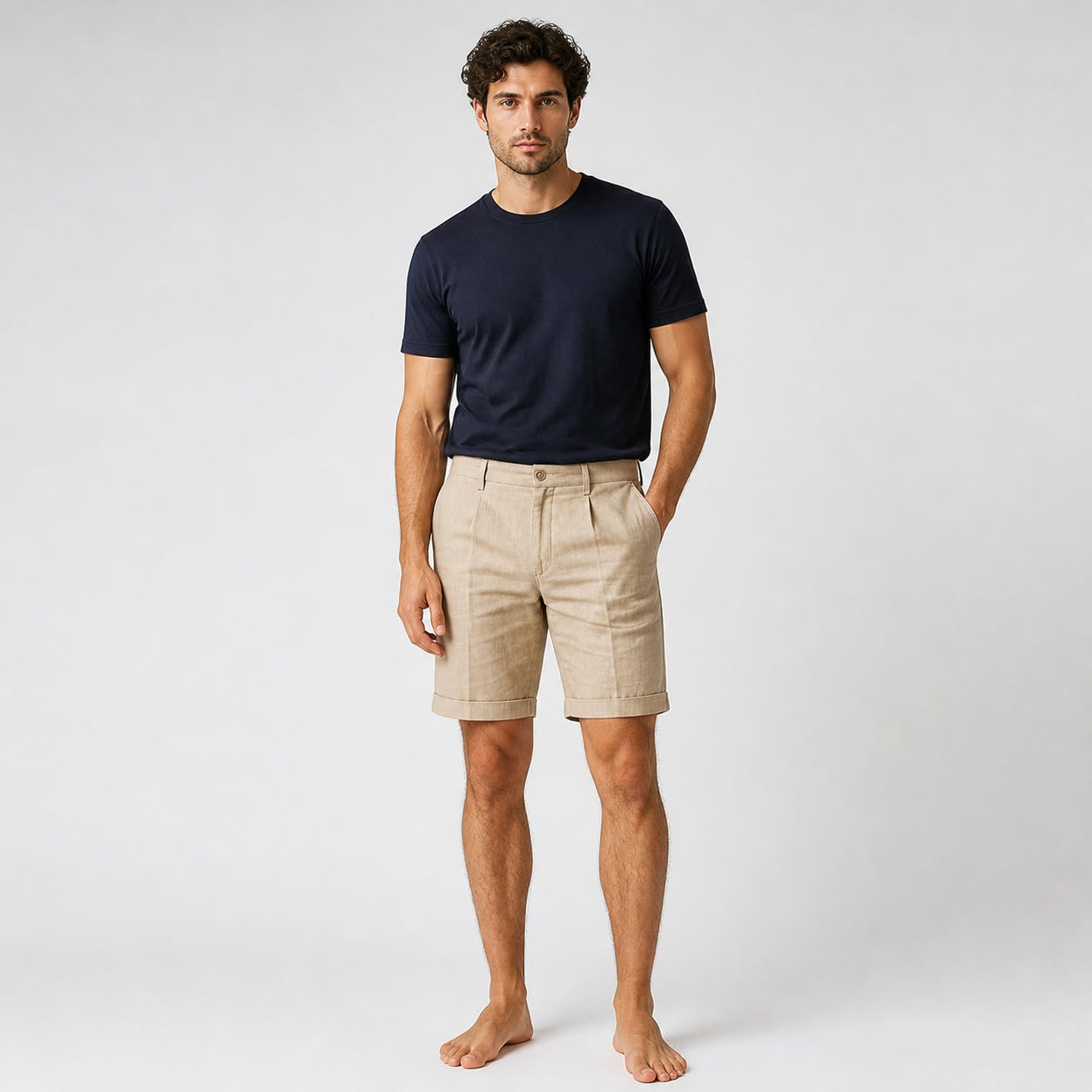Lässige Herren-Bermudashorts aus Leinen