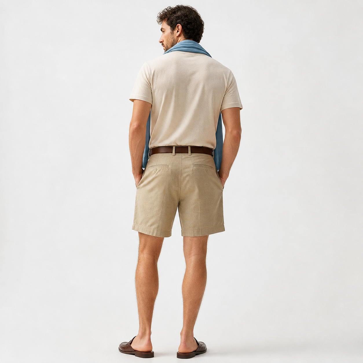 Herren-Leinenshorts mit Bundfalten – Ansicht 2