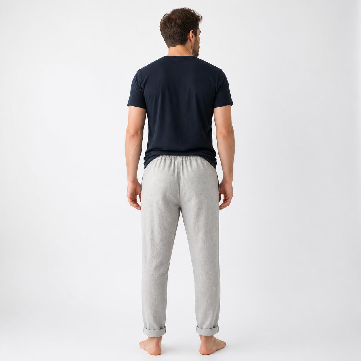 Locker sitzende Herren-Leinenhose mit Gummibund – Ansicht 2
