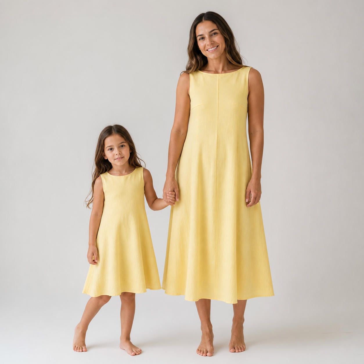 Mutter-Tochter-Set aus ärmellosen Hängerkleidern