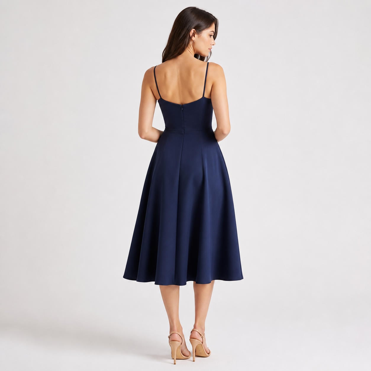 Abendkleid in A-Linie mit Prinzessnähten und Spaghettiträgern – Ansicht 2