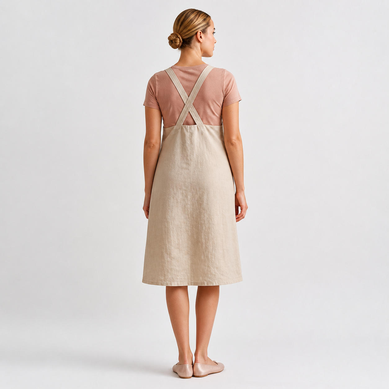 Linen Crossback Pinafore Apron Dress – view 2