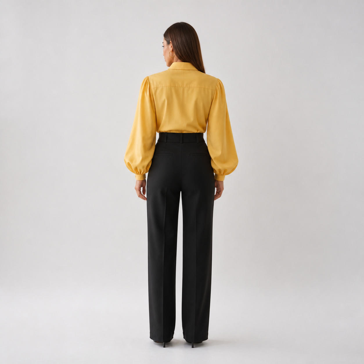 Button-Up Blouse with Bishop Sleeves – view 2