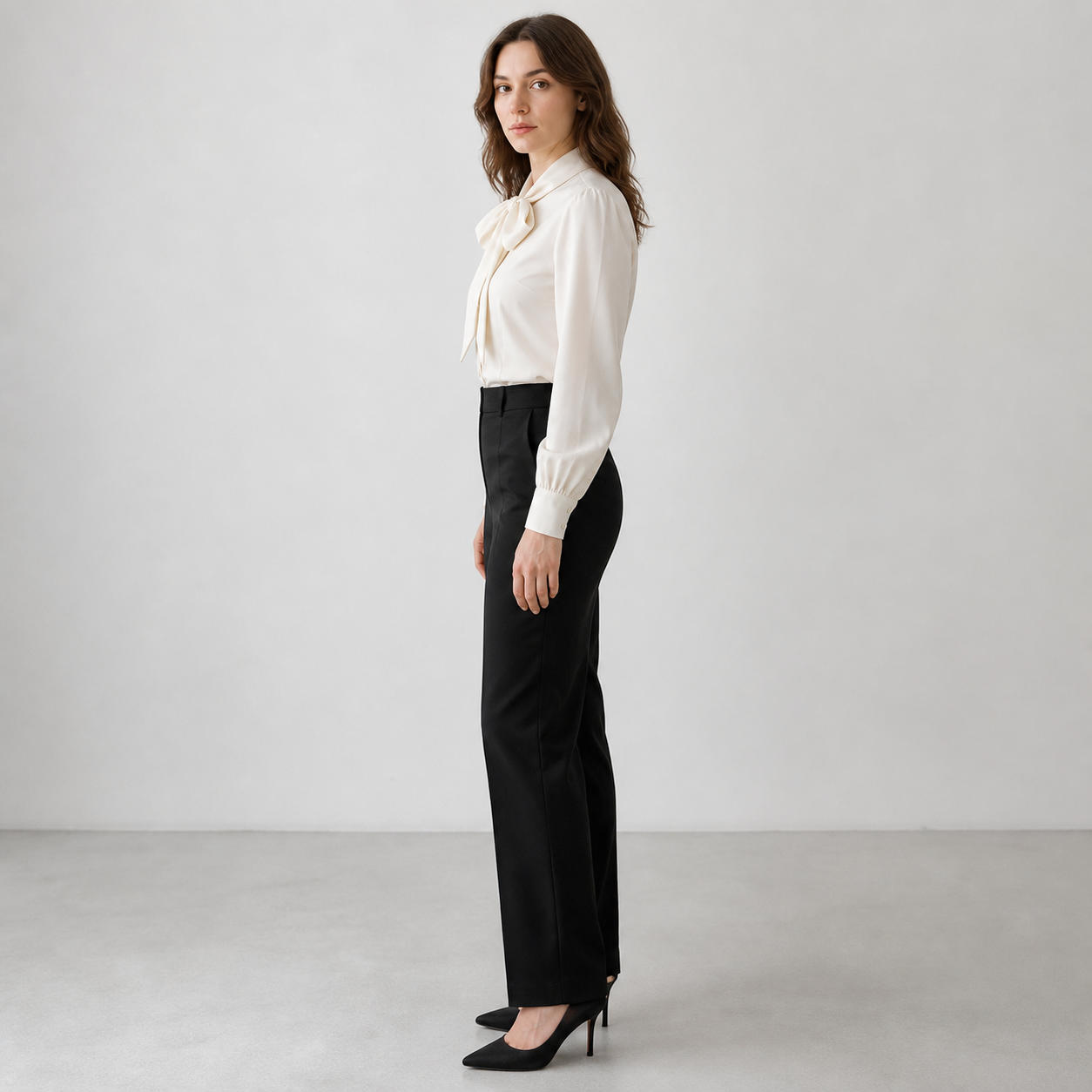 Elegant Bow Tie Neck Collar Blouse – view 3