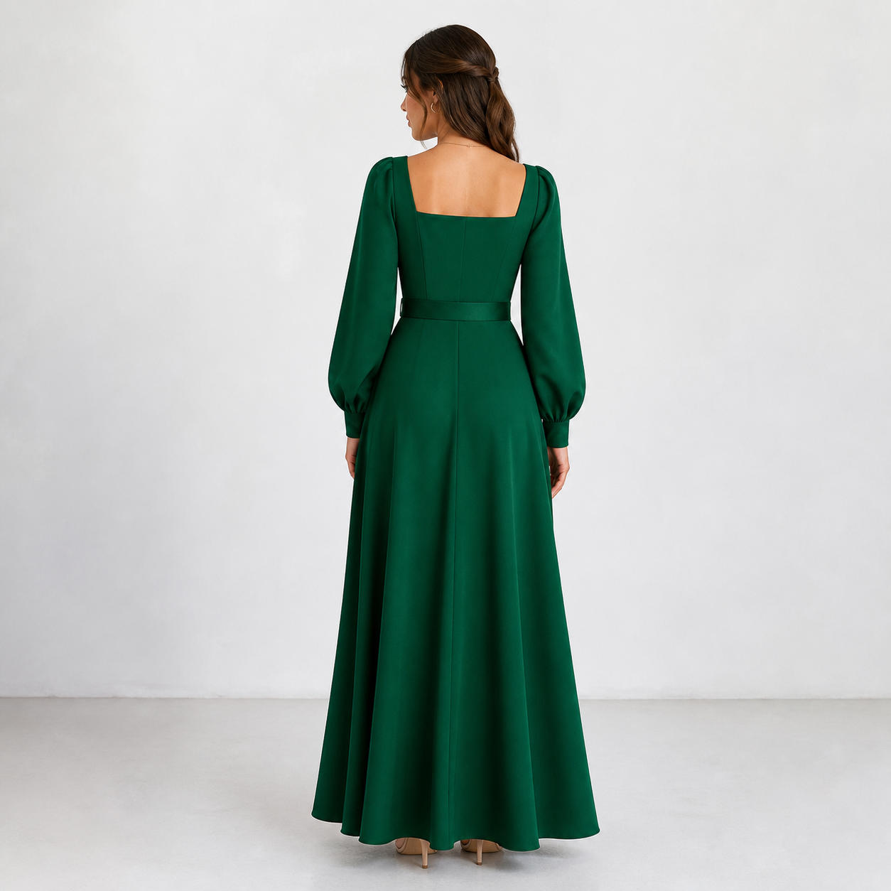 Elegant V-Neck Circle Skirt Evening Dress – view 2