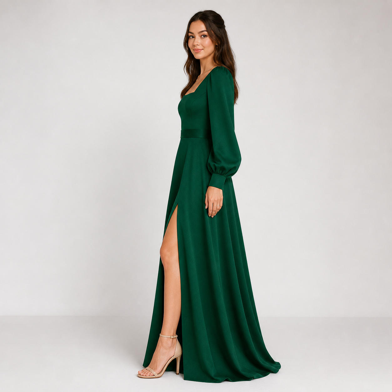 Elegant V-Neck Circle Skirt Evening Dress – view 3