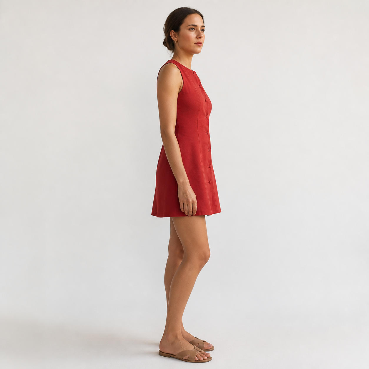 Sleeveless Button-Front Mini Dress – view 3