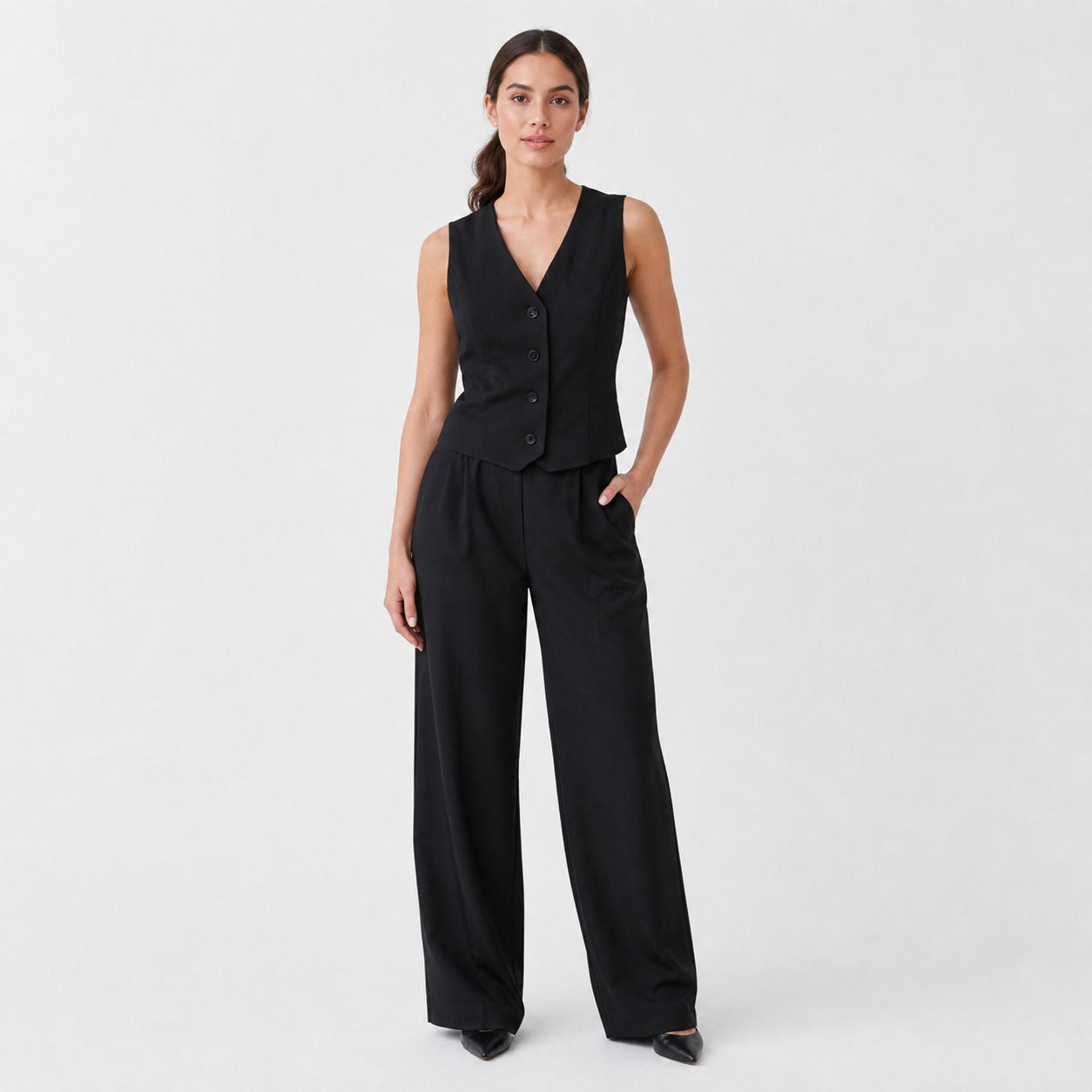 Elegant Buttoned Tailored Waistcoat Vest