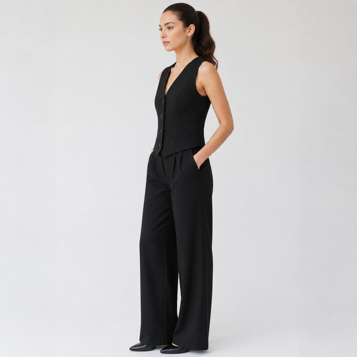 Elegant Buttoned Tailored Waistcoat Vest – view 3