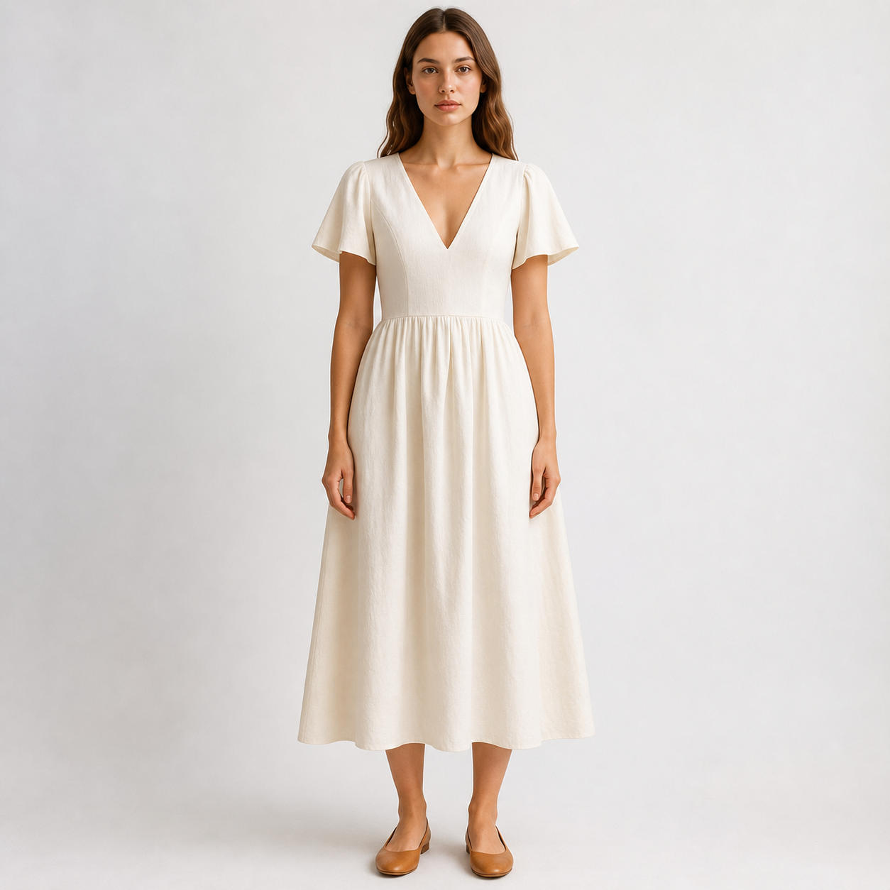 Deep V-Neck Open Back Evening Dress