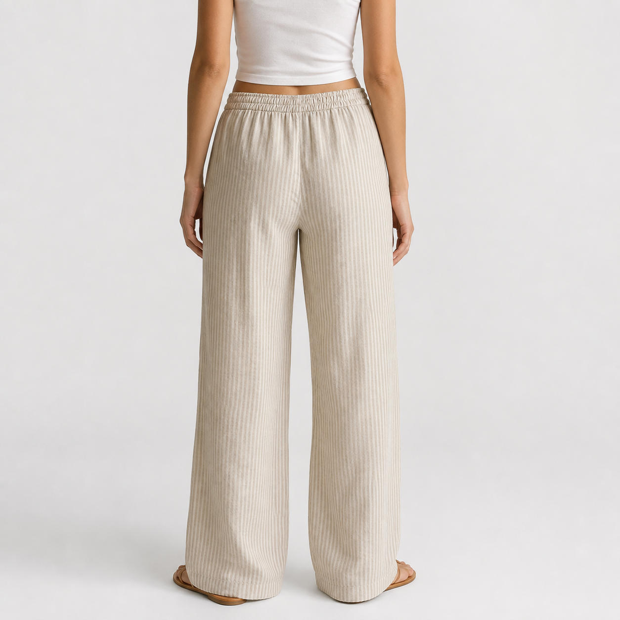 Relaxed Linen Pants with Elastic Waistband and Pockets – view 2