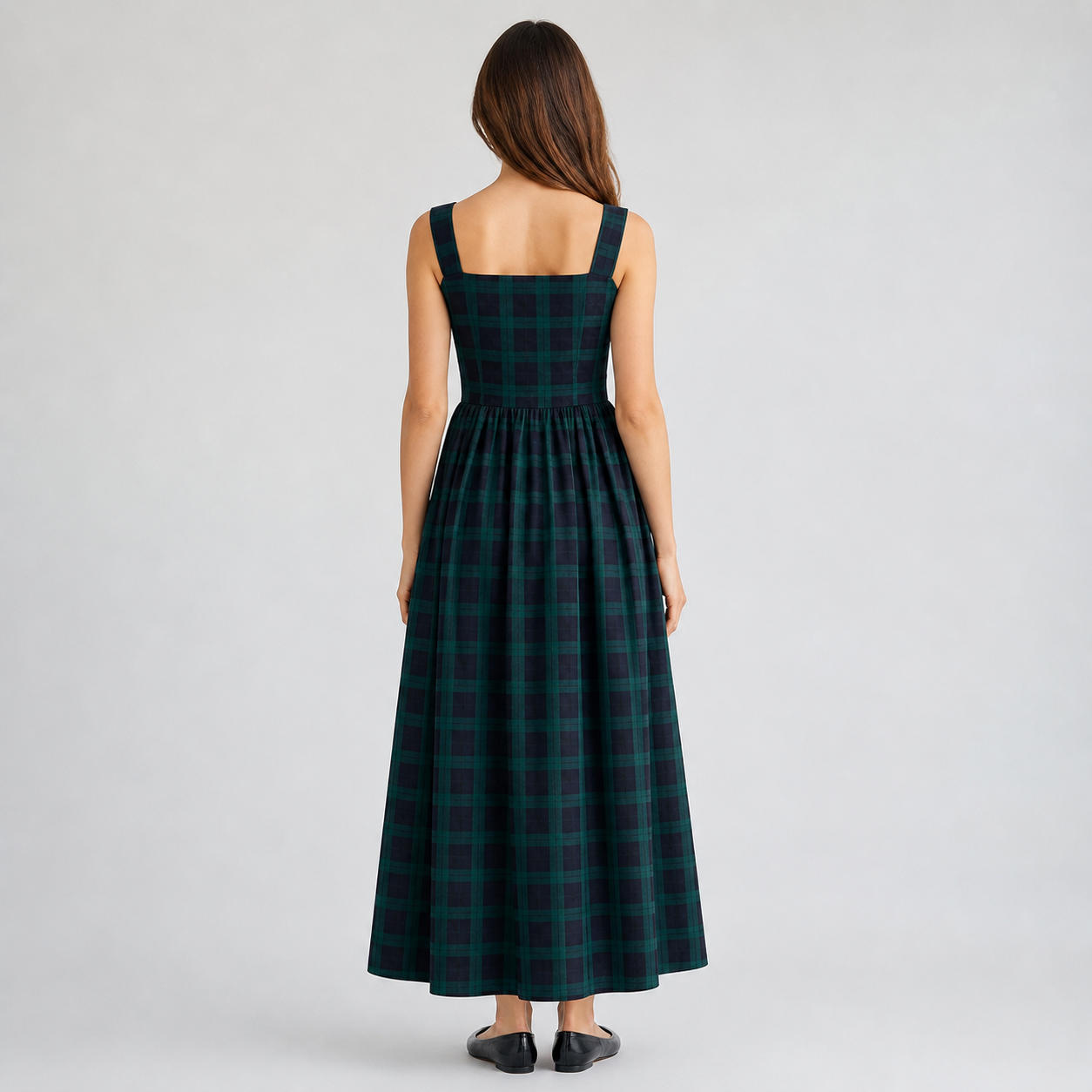 Florentine Square Neck Midi Dress with Puff Sleeves – view 2