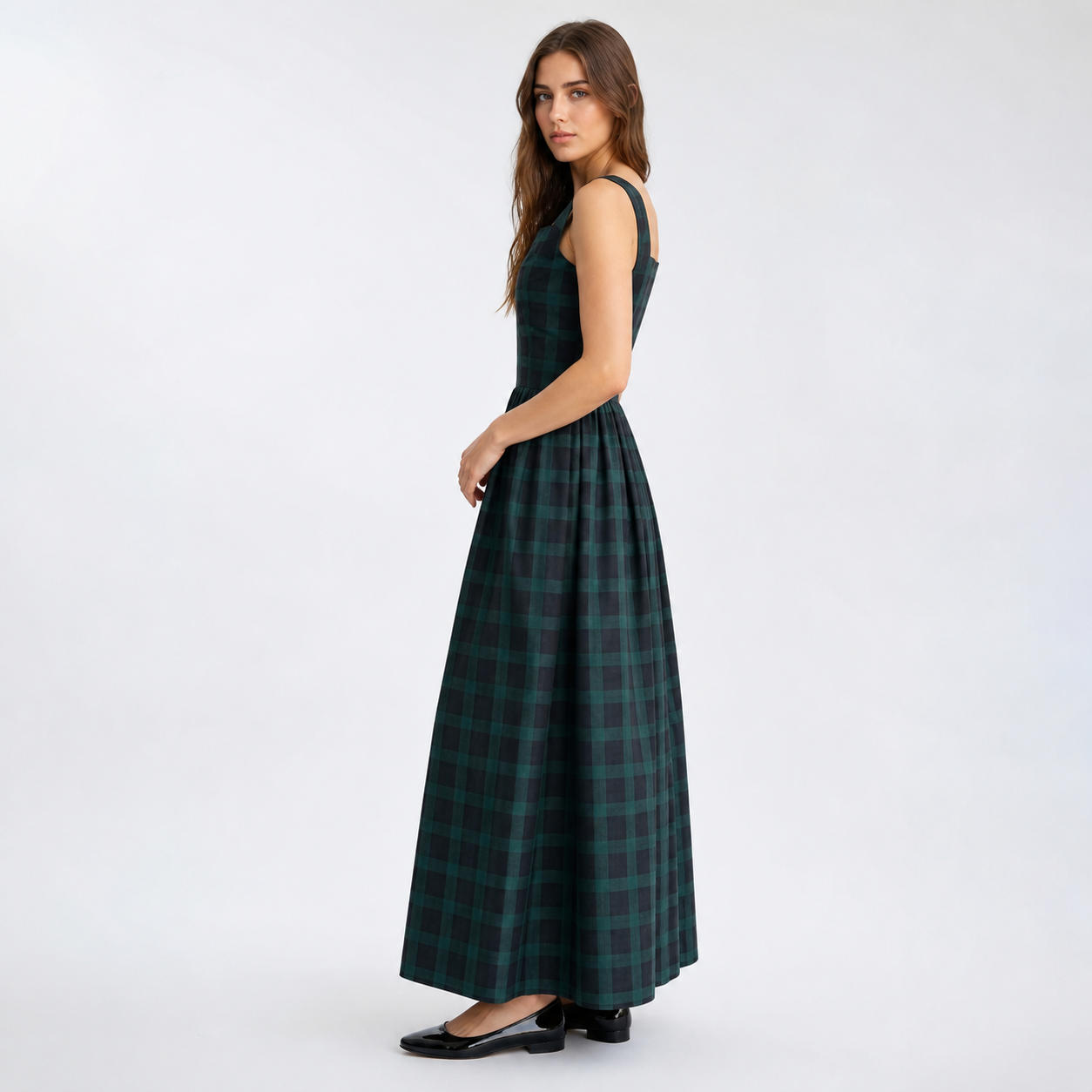 Florentine Square Neck Midi Dress with Puff Sleeves – view 3