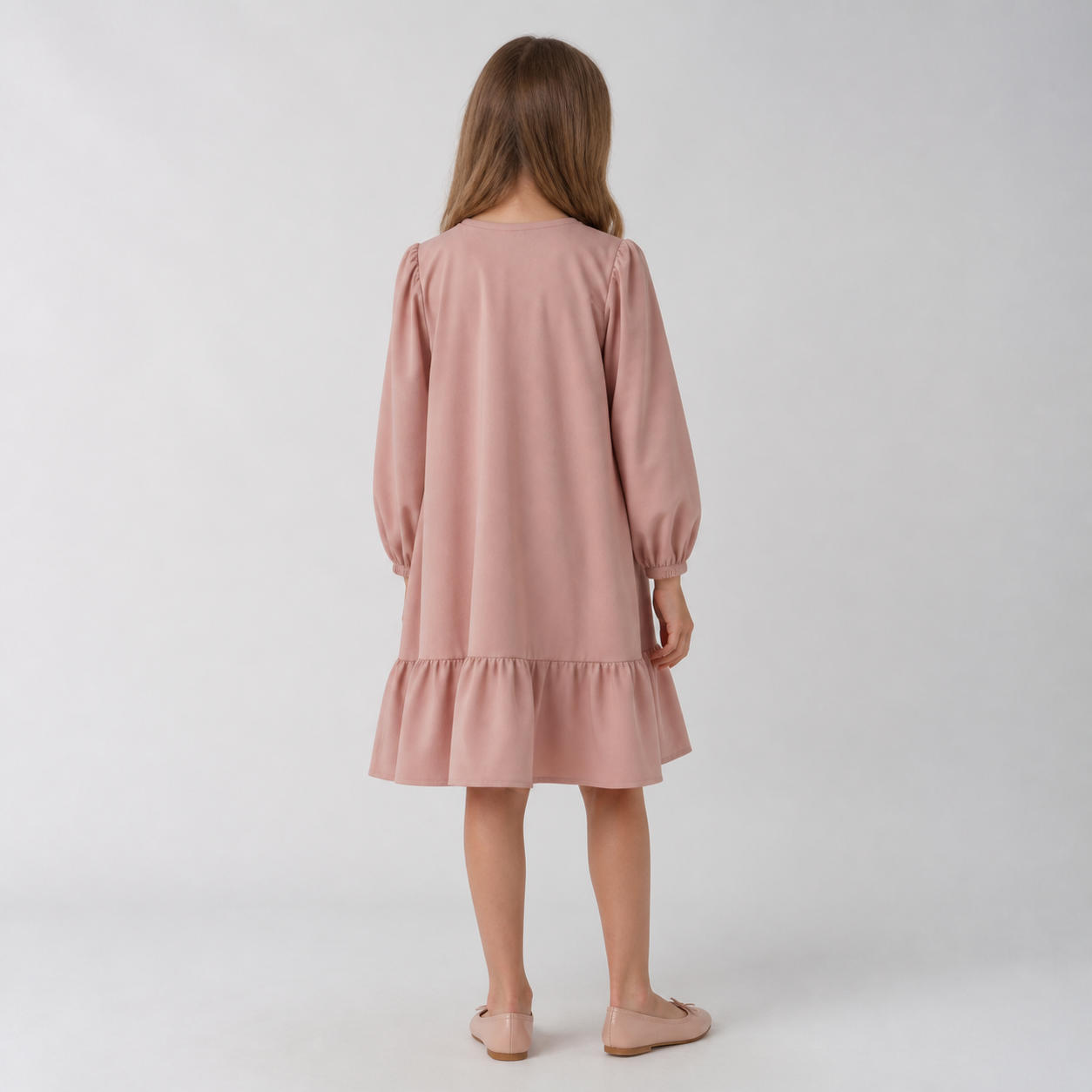 Girls Ruffle Dress with Bishop Puff Sleeves (2-10 Years) – view 2