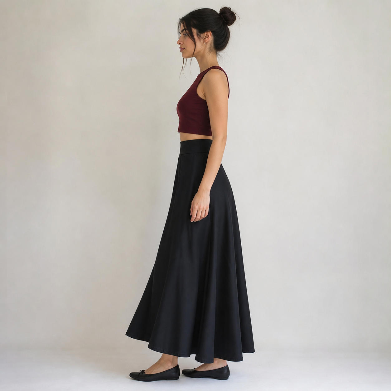 Two-Piece Set Cropped Top and Half-Circle Long Skirt – view 3