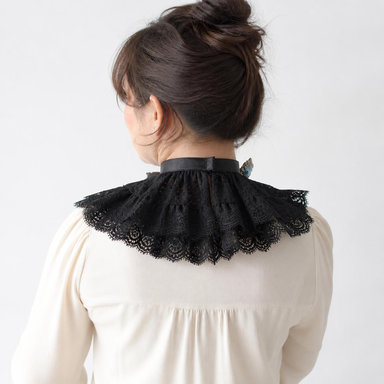 Gothic Victorian Lace Jabot Removable Ruffled Collar – view 2