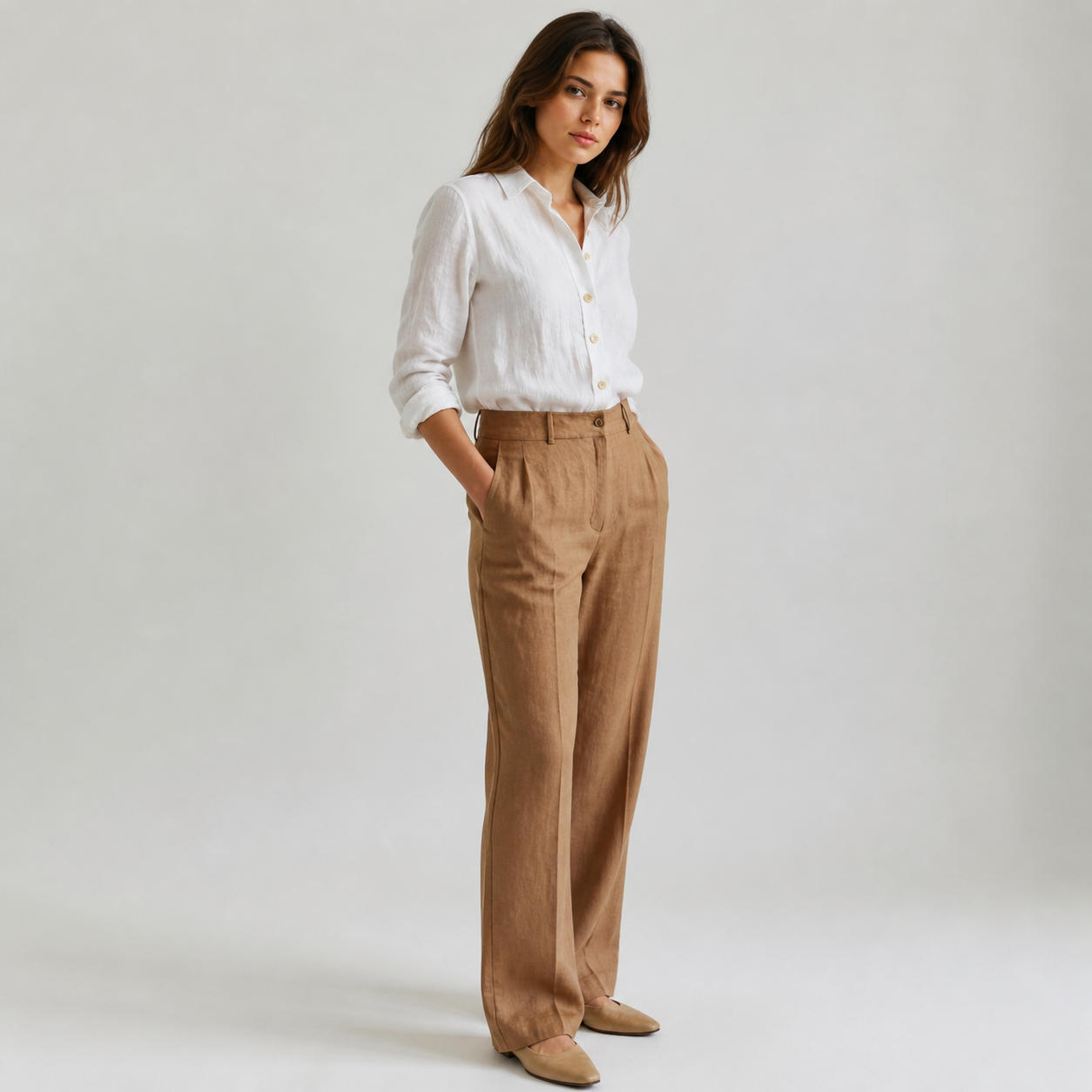 Classic Linen Button-Up Long Sleeve Shirt – view 3