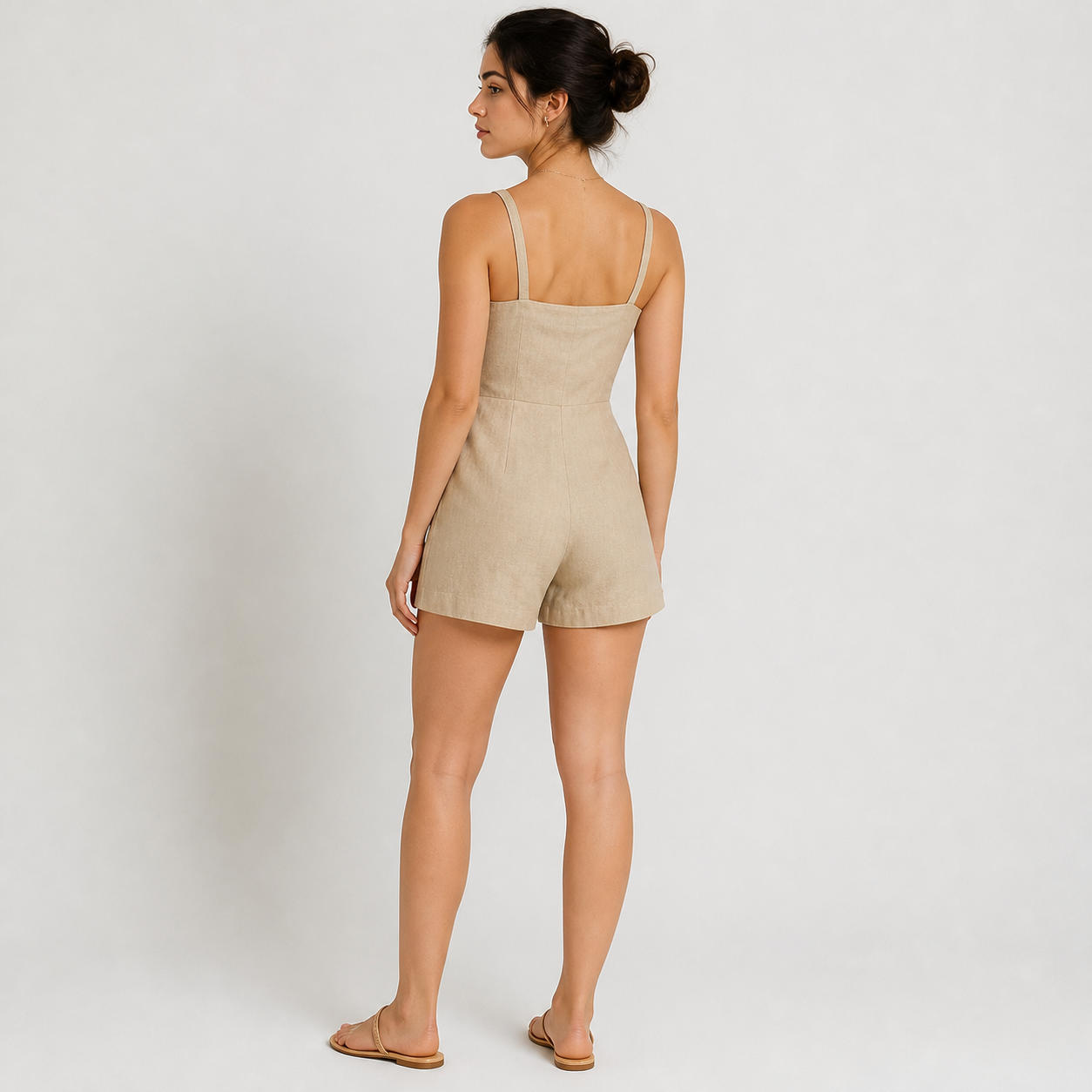 Relaxed Linen Jumpsuit with Straps and Pockets – view 2