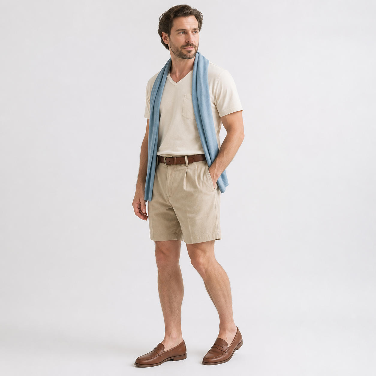 Men's Pleated Linen Shorts – view 3