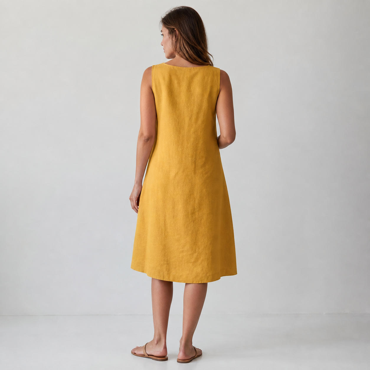 Simple Linen Summer A-Line Shift Dress – view 2