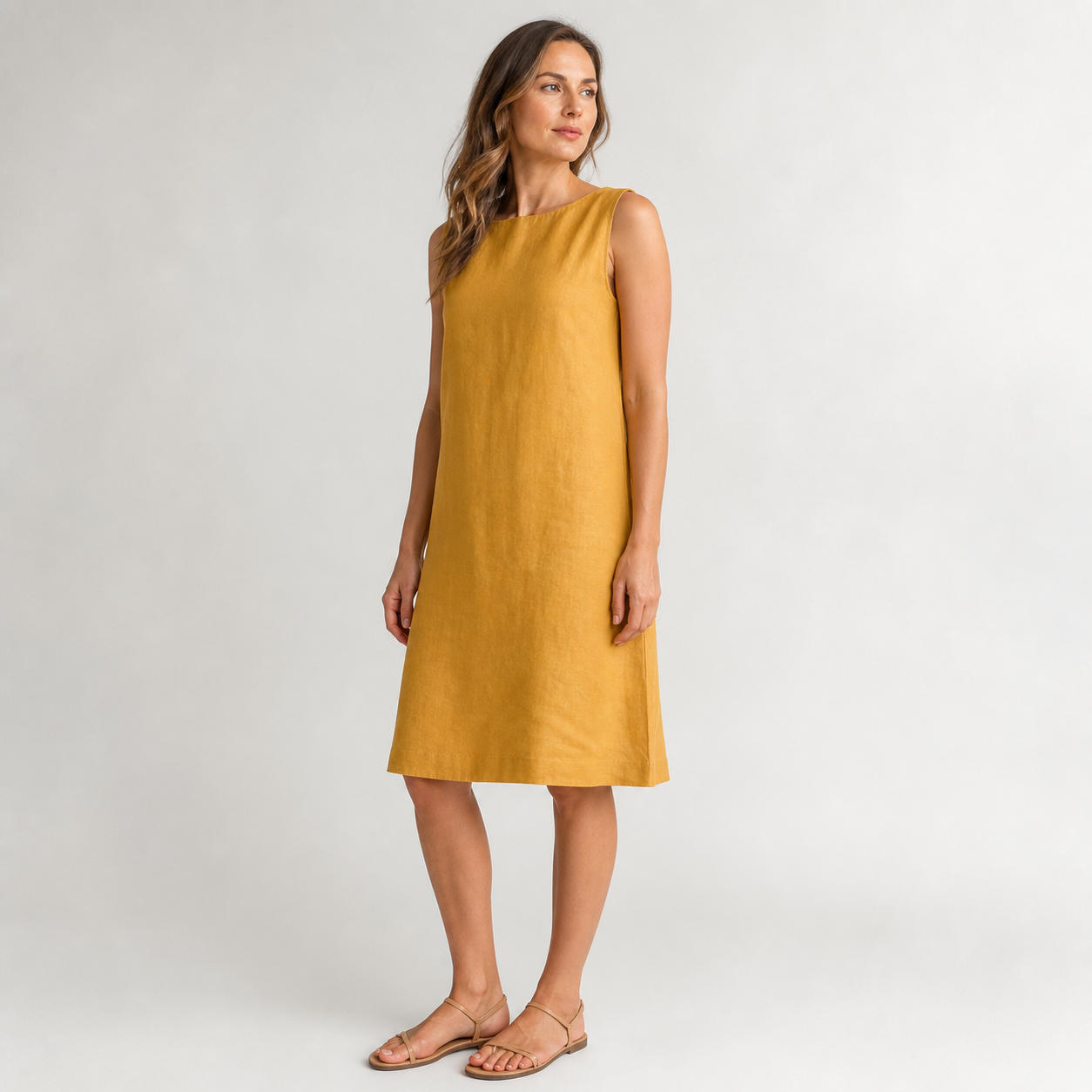Simple Linen Summer A-Line Shift Dress – view 3