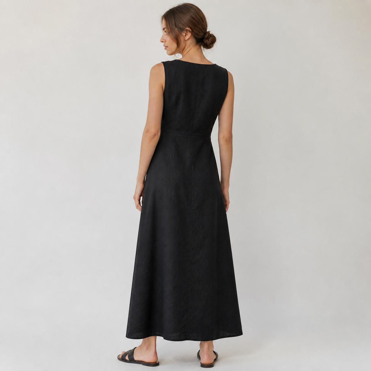Sleeveless Linen Maxi Evening Dress – view 2