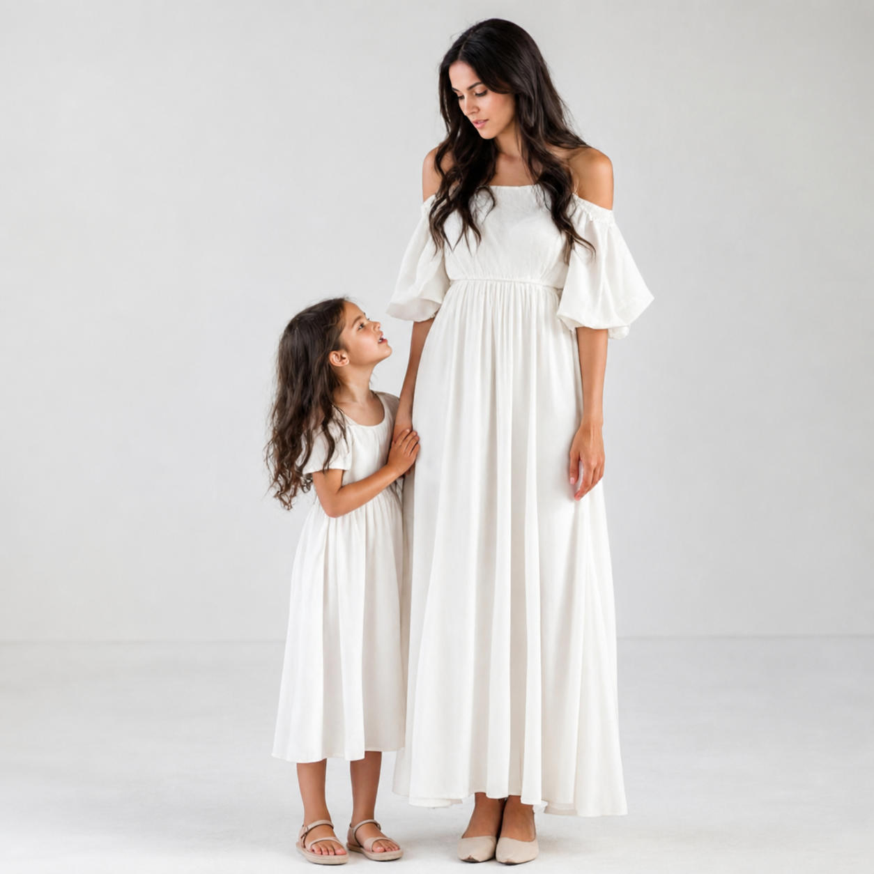 Matching Mom & Daughter Off-Shoulder Maxi Dress Set