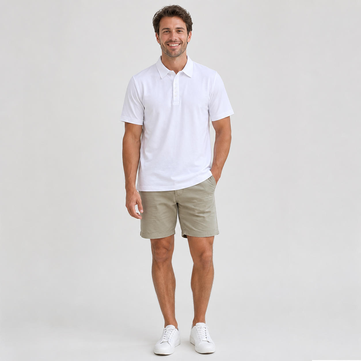 Casual Summer Set with Polo Shirt and Matching Shorts