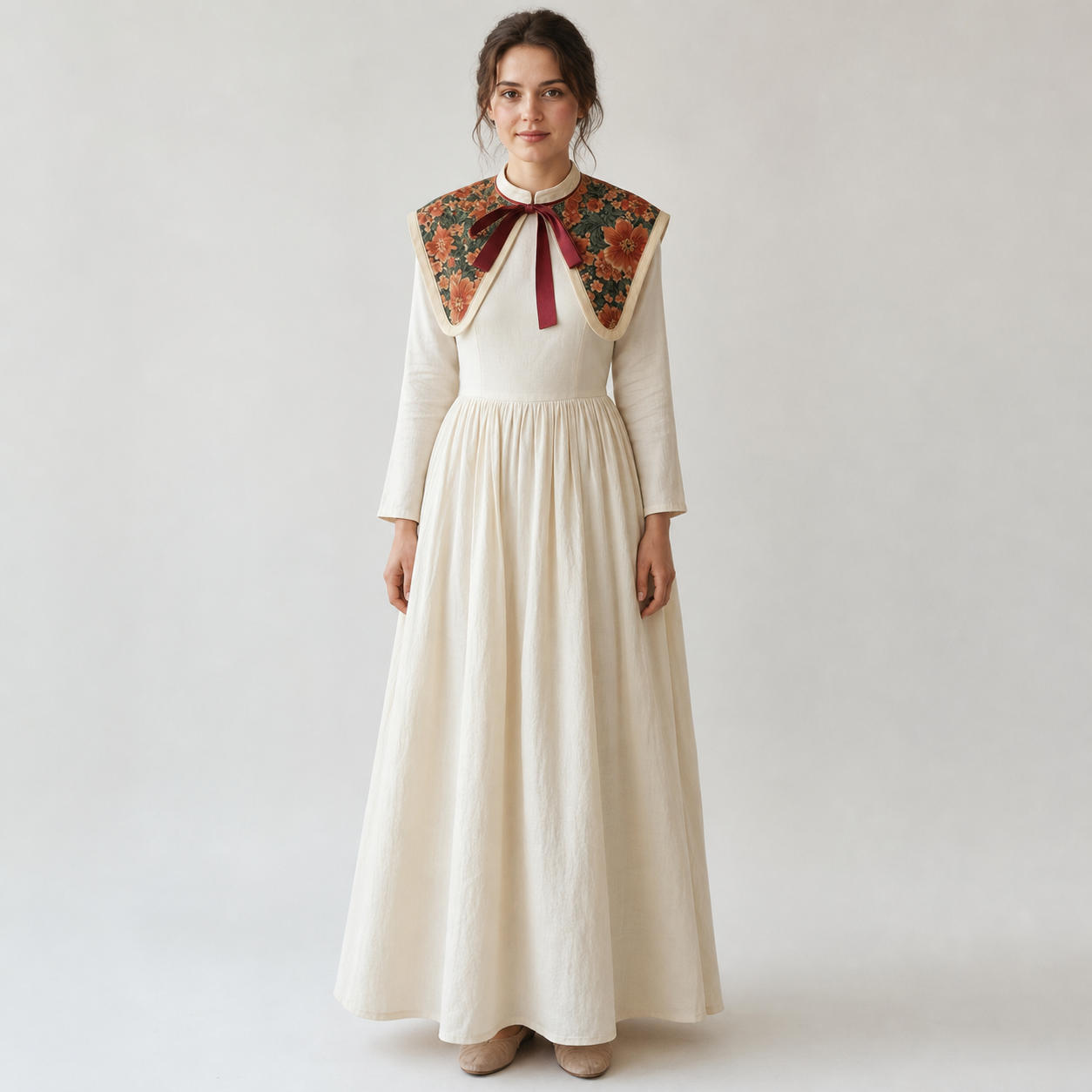 Retro Day Dress with Matching Detachable Peter Pan Collar