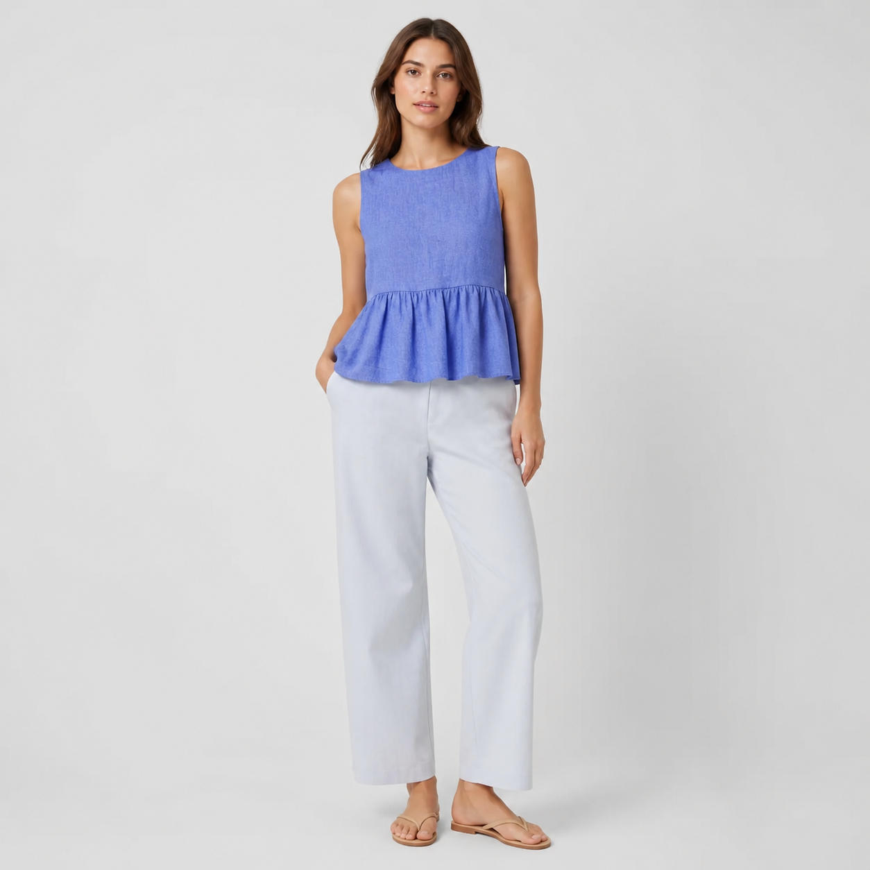 Peplum Ruffle Crop Top with Frill Details