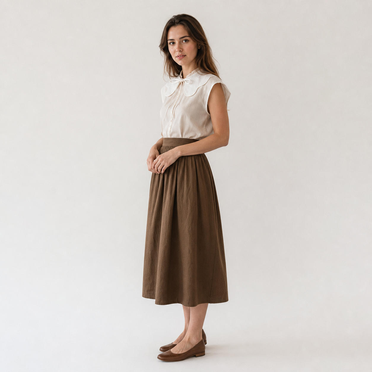 Vintage Scalloped Detachable Collar with Bow Tie – view 3