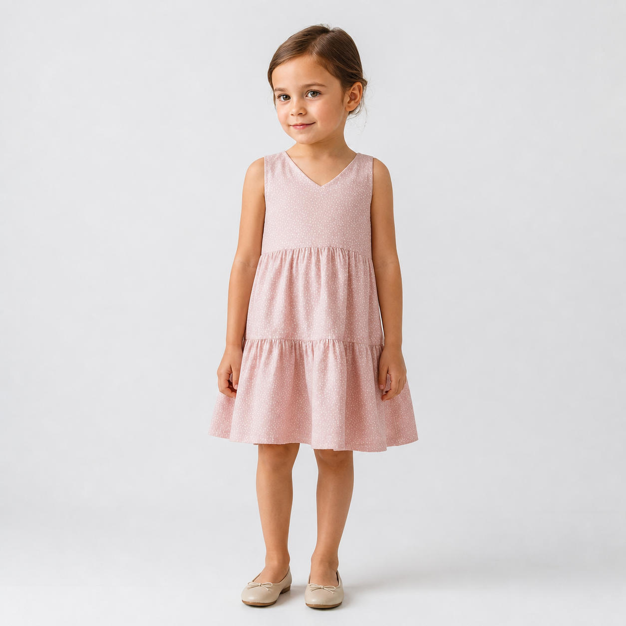Girls 4-Neckline Tiered Dress Bundle (Square, Sweetheart, V-Neck, Peter Pan)