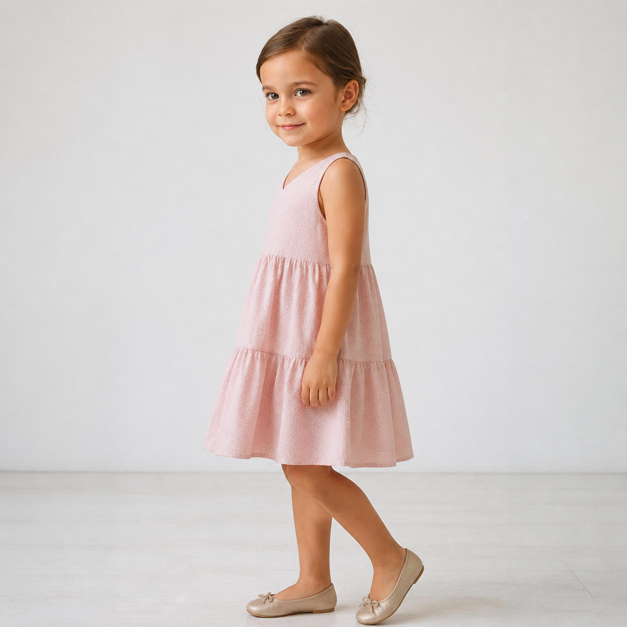 Girls 4-Neckline Tiered Dress Bundle (Square, Sweetheart, V-Neck, Peter Pan) – view 3