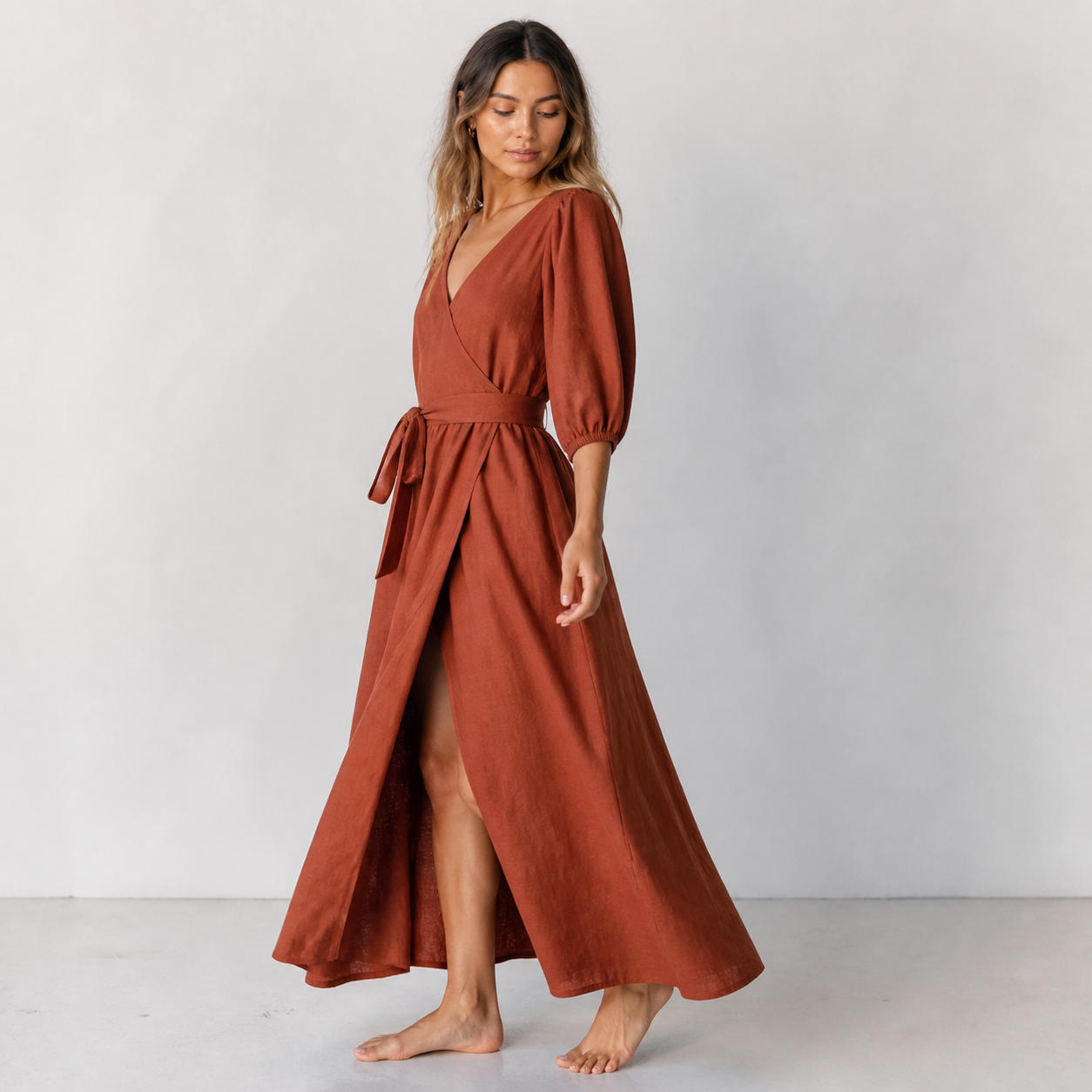 Bundle of 5 Minimalist Maxi and Wrap Linen Dresses – view 3