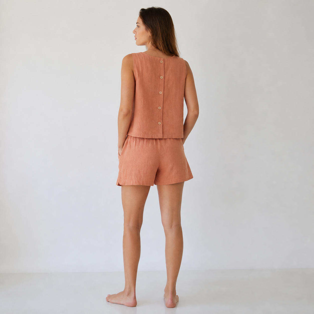 Relaxed Linen Button-Down Top and Shorts Co-Ord Set – view 2